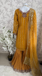 IMROZIAA | 3 piece Embroidered chiffon wedding Gharara Suit