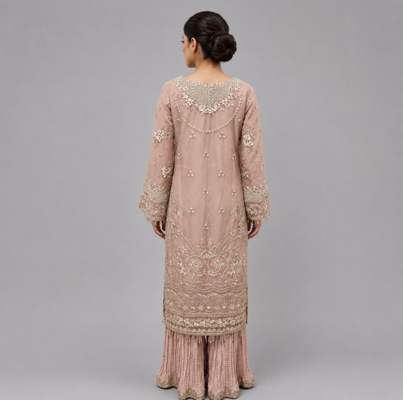SERENE | 3 piece heavy Embroidered soft organza Sharara wedding stitched Suit