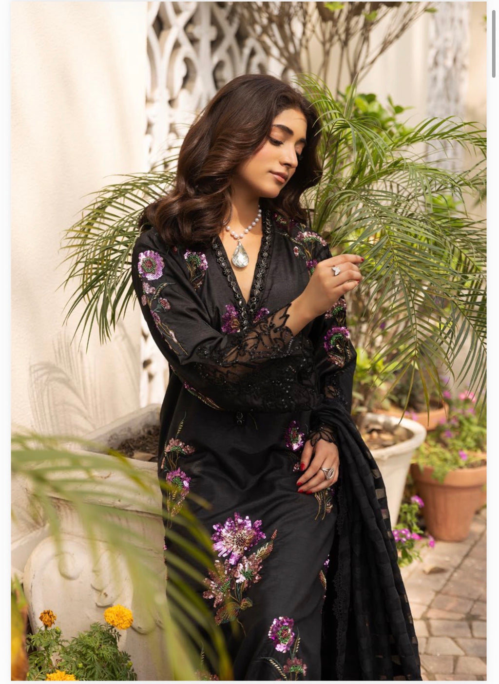 3 piece Luxury Embroidered silk Suit