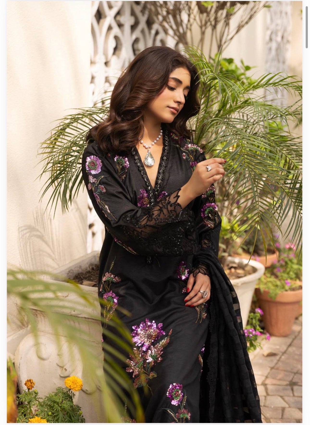 3 piece Luxury Embroidered silk Suit