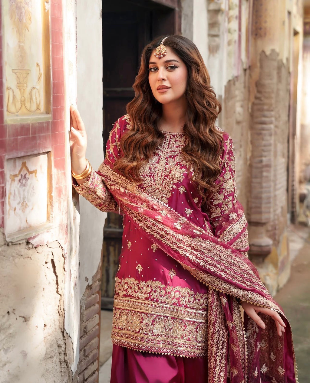 TABIR | 3 piece Luxury Embroidered silk Suit with LONG SHIRT | Wedding & Festive Wear