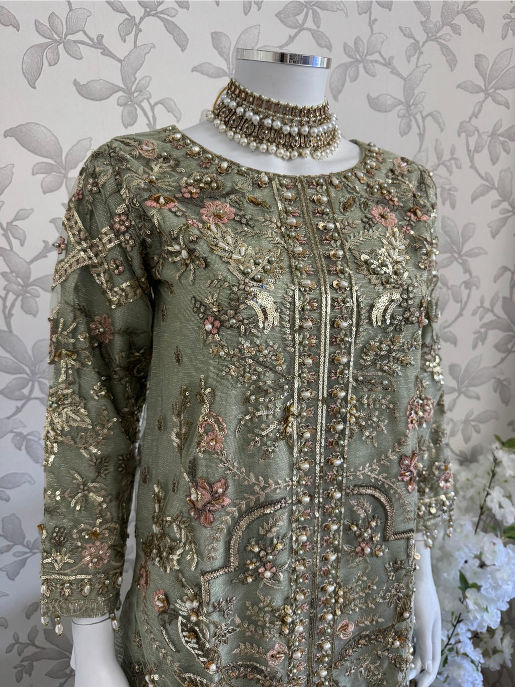 PEARLS | Luxury Hand Embellished Pakistani 3 piece sharara Suit