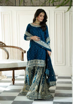 DIYA 3-Piece Pakistani Gharara Suit – Luxury Chiffon Wedding Wear
