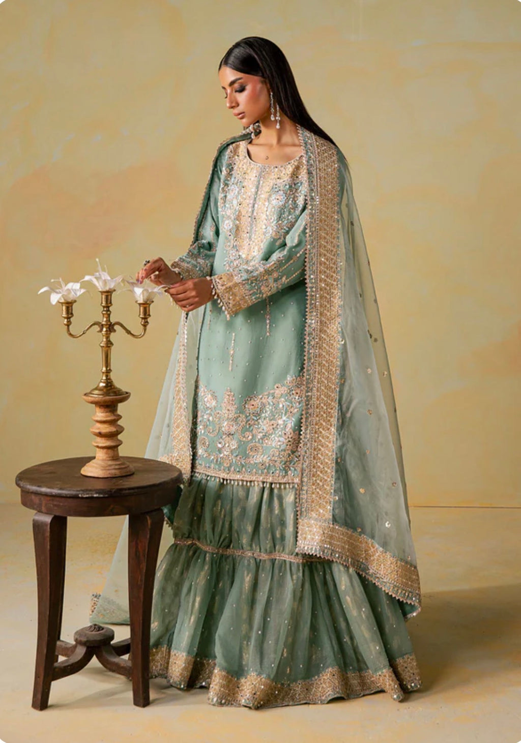 NEHAAL | 3 piece Luxury Embroidered Pakistani Sharara Suit | Festive & Wedding Wear