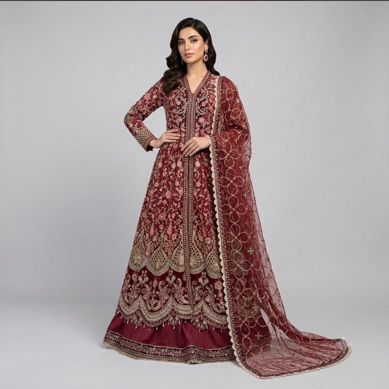 MOHABBAT | 3 piece heavy embroidered soft organza sharara  suit