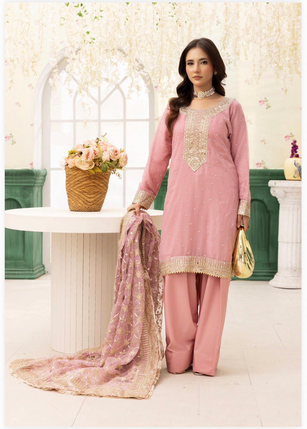 HAYA | 3 piece chiffon suit with heavy embroidered organza duppatta