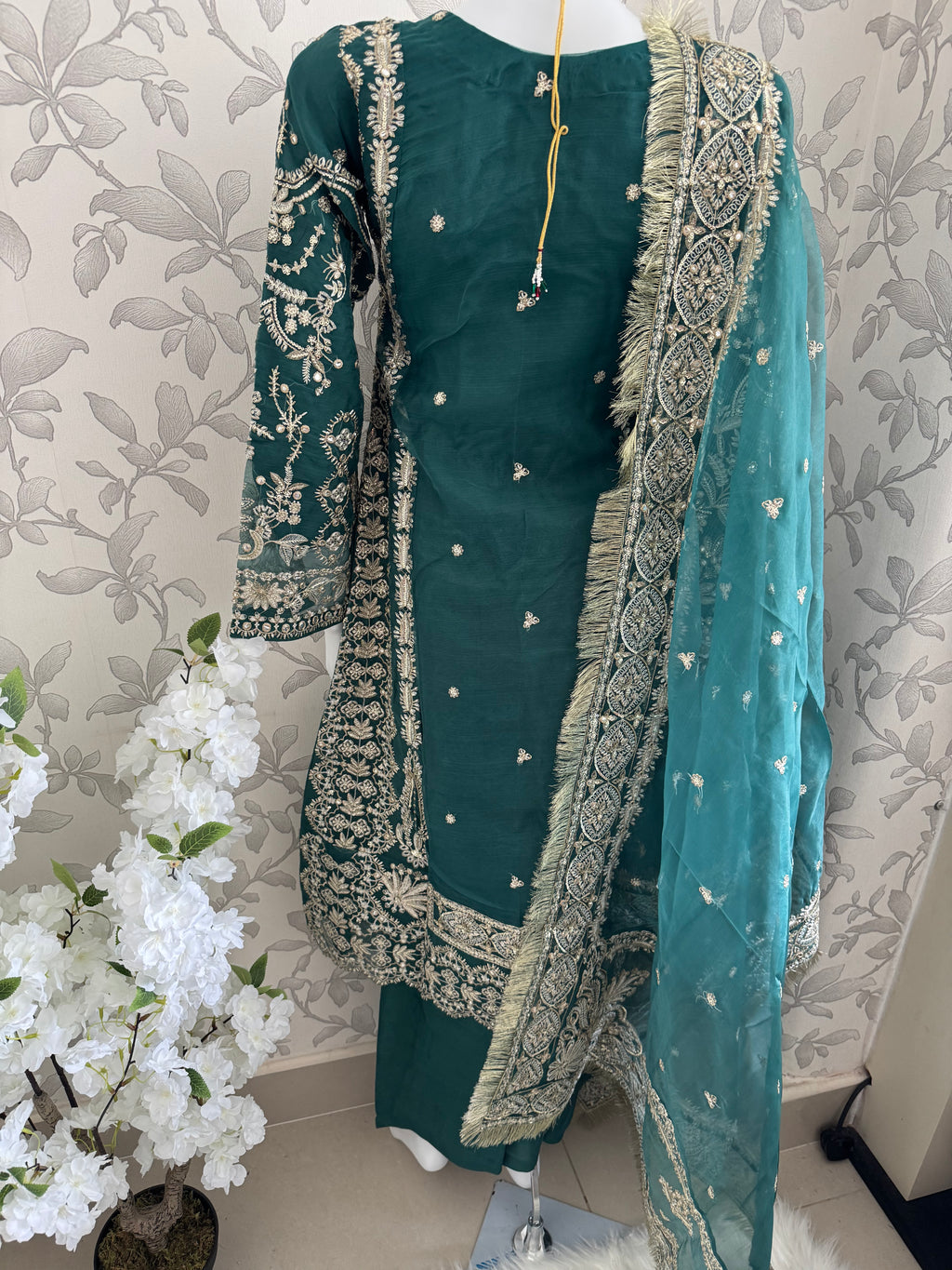 AFROZ Emerald | 3 piece Embroidered soft Organza Suit