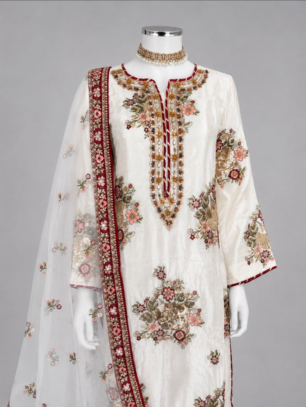 LILLY | 3 pieces heavy sequins embroidered silk suit