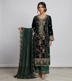 MAHRUKH | 3 piece Heavy Embroidered velvet wedding Suit