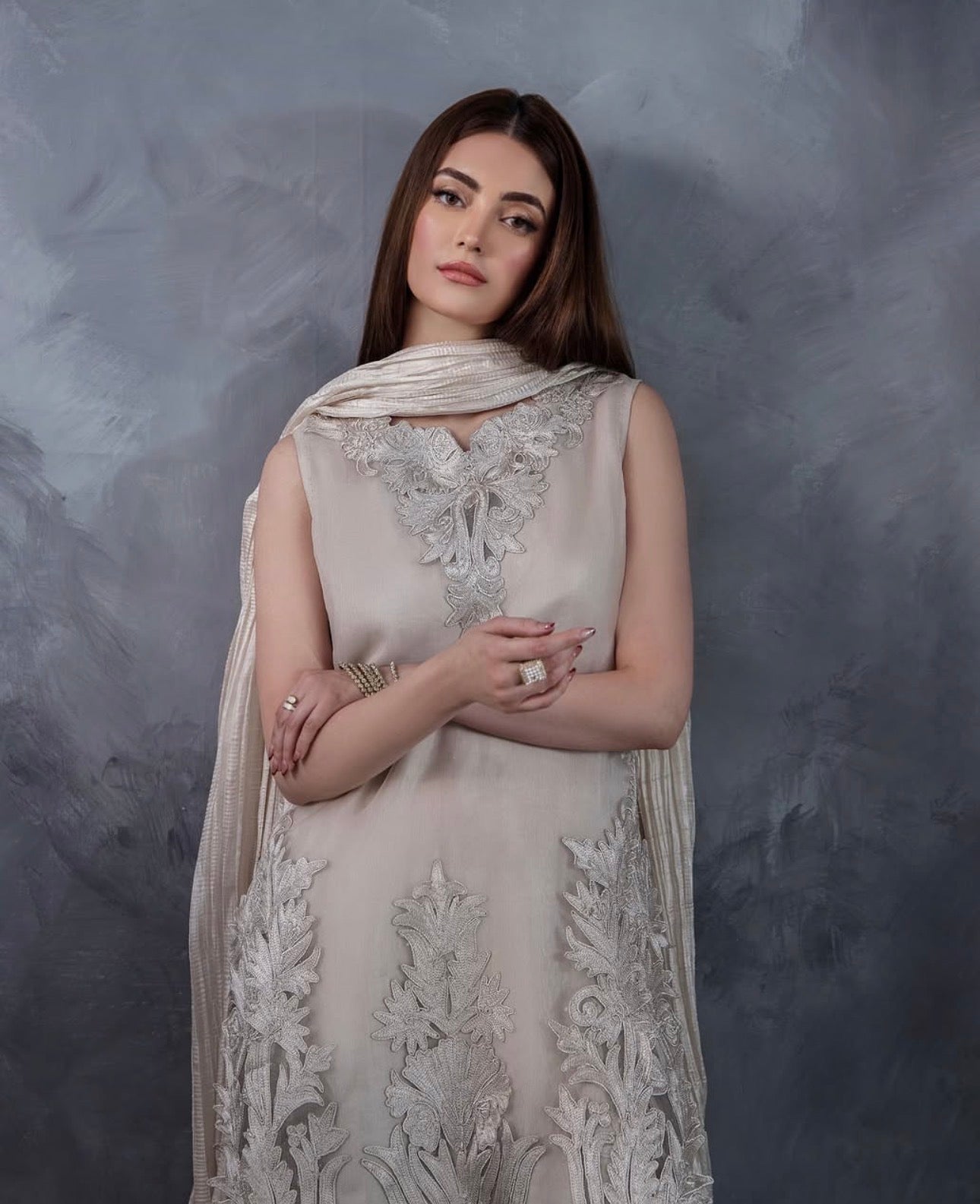 MOONSTONE | 3 piece Luxury Embroidered Pakistani Suit with Crushed Sharara & Duppatta