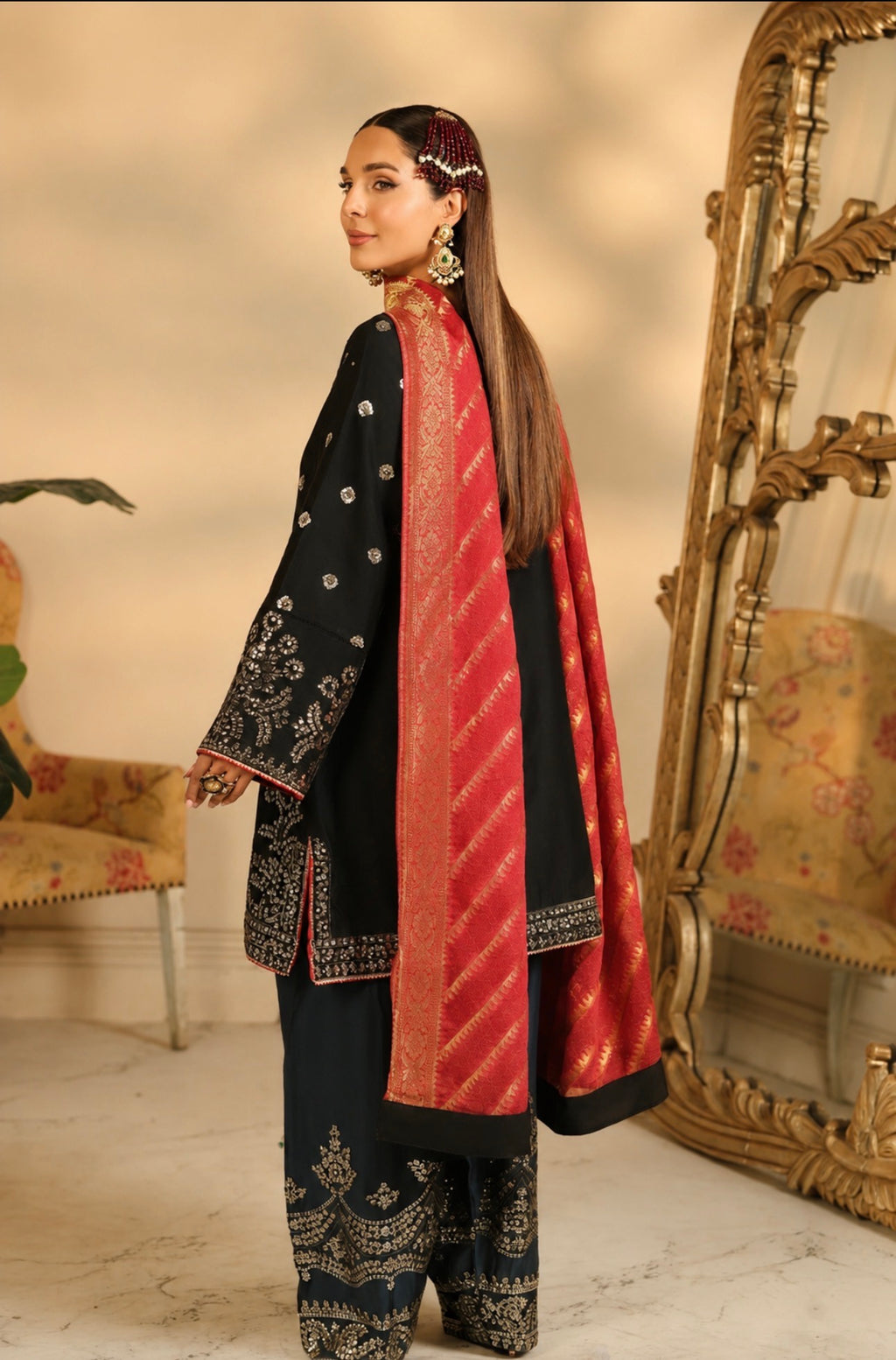 ZARMINA | 3 piece heavy Embroidered sequins work party wear stitched suit