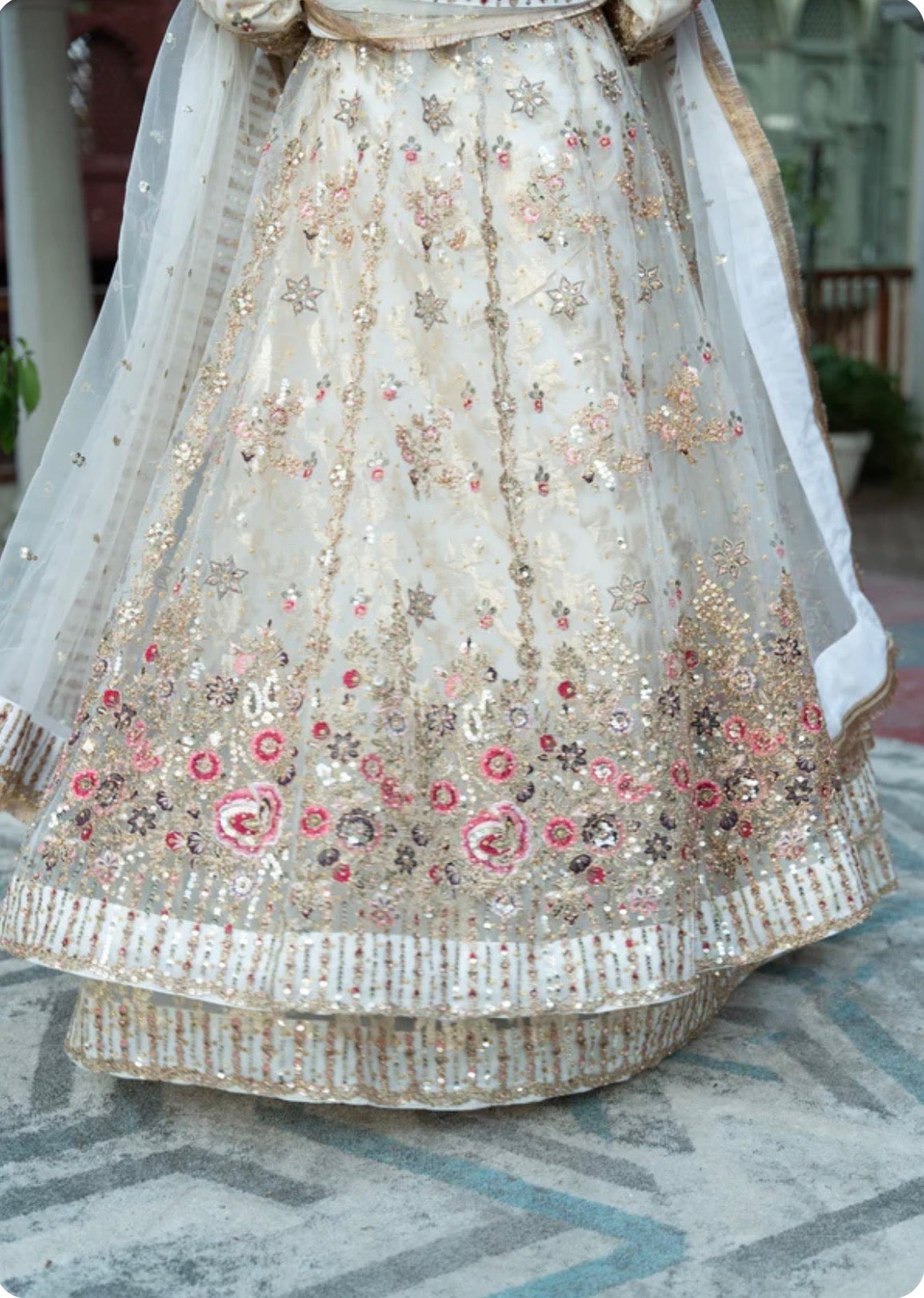 AROMMA | 3 piece Luxury Embroidered wedding anarkali Maxi dress comes with Potli bag