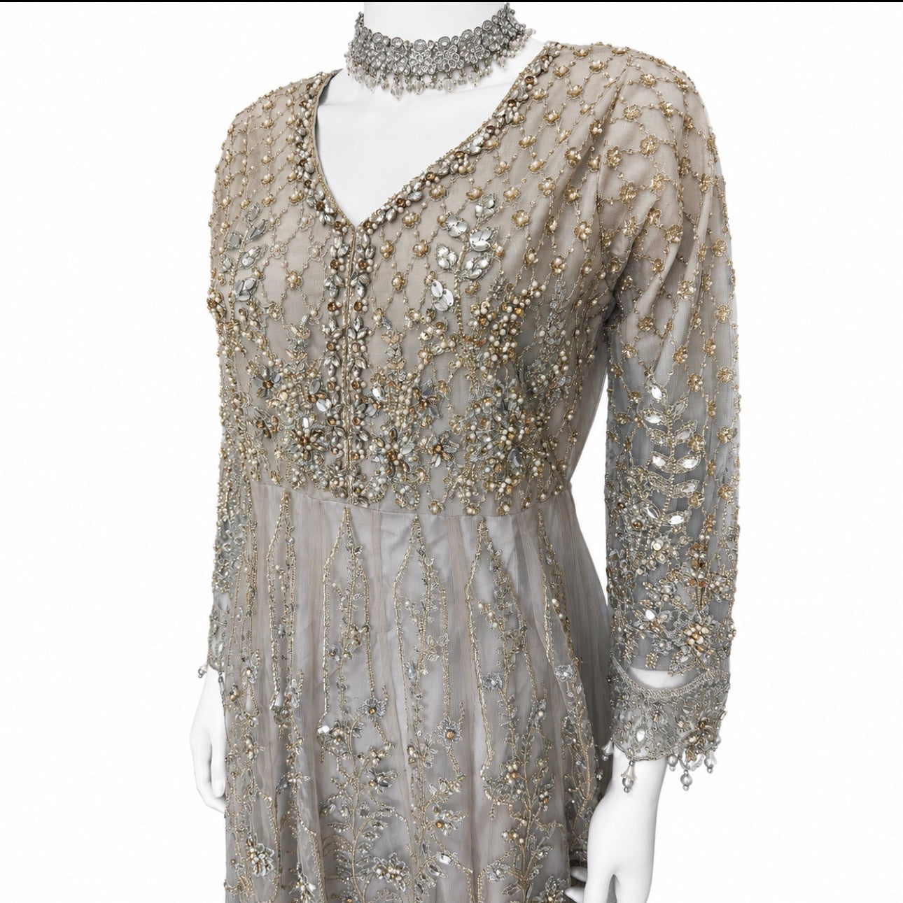 MASHAL | 3 piece heavy Embroidered Net wedding Dress