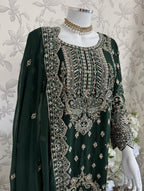 SAFFA | 3 piece Embroidered Chiffon Gharara Suit