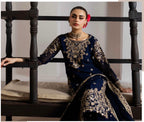ALANI Navy Blue | 3 piece Embroidered chiffon sharara Suit