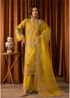 SANGEET | 3 piece heavy Embroidered soft organza Suit