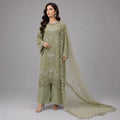 Sage Serenity- 3 piece Embroidered Luxury Suit