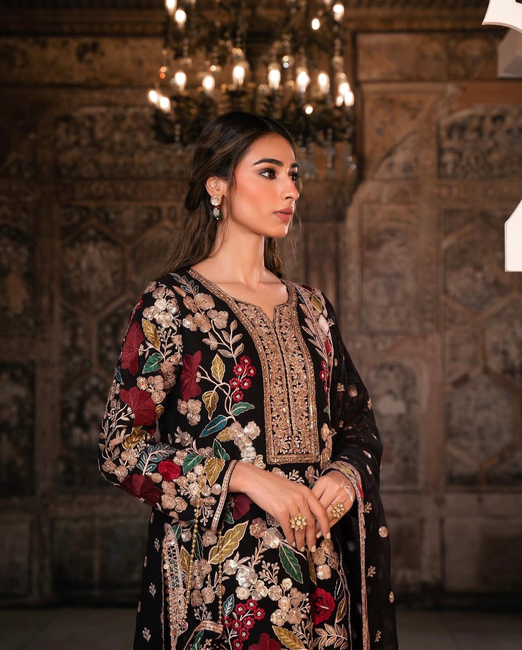 MAHNAZ | 4 piece Heavy Embroidered chiffon wedding suit