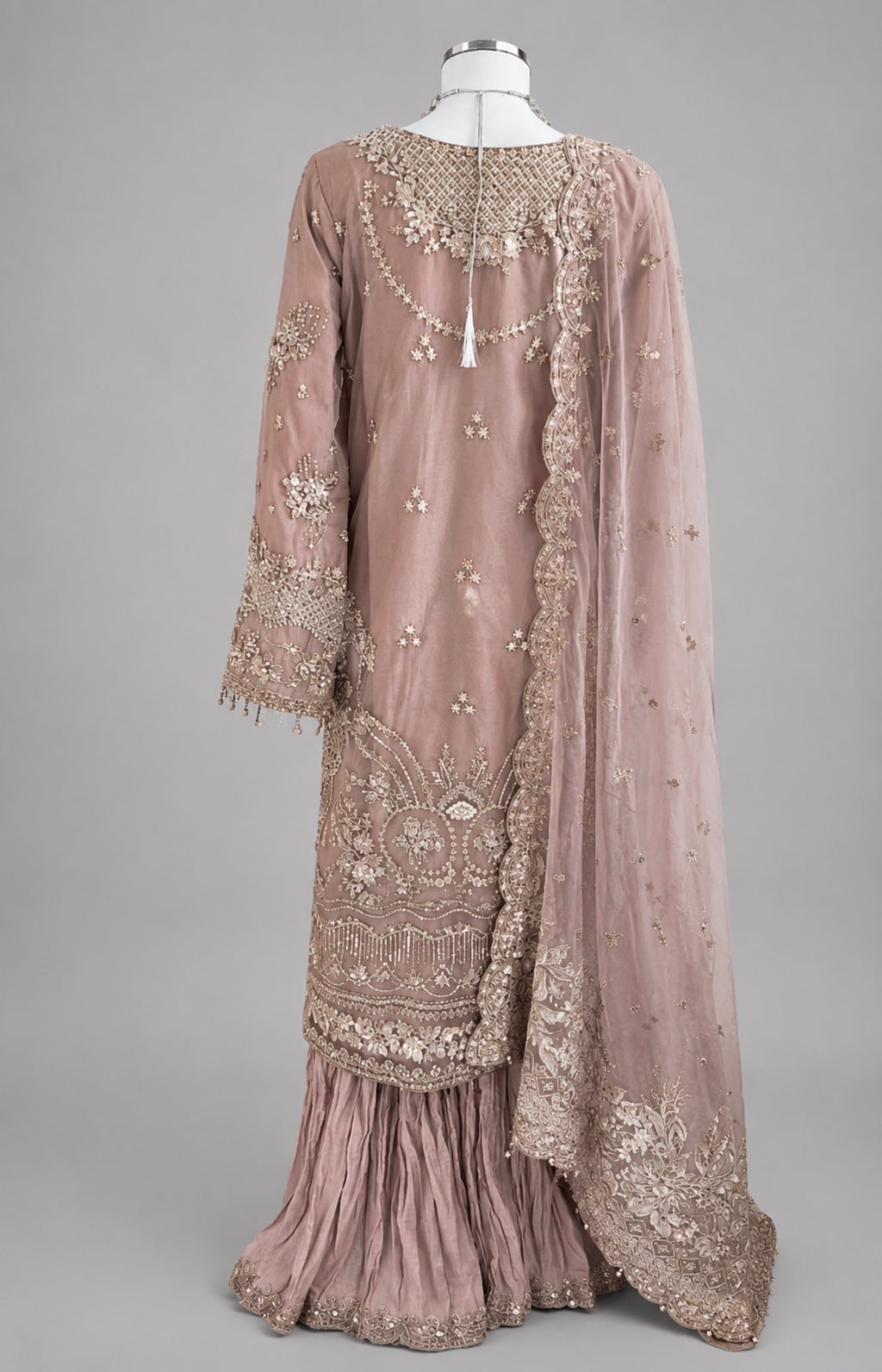 SERENE | 3 piece heavy Embroidered soft organza Sharara wedding stitched Suit