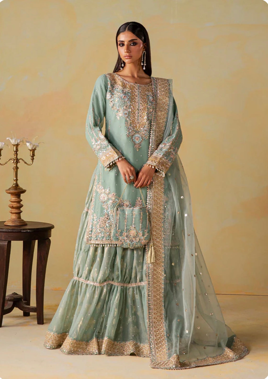 NEHAAL | 3 piece Luxury Embroidered Pakistani Sharara Suit | Festive & Wedding Wear