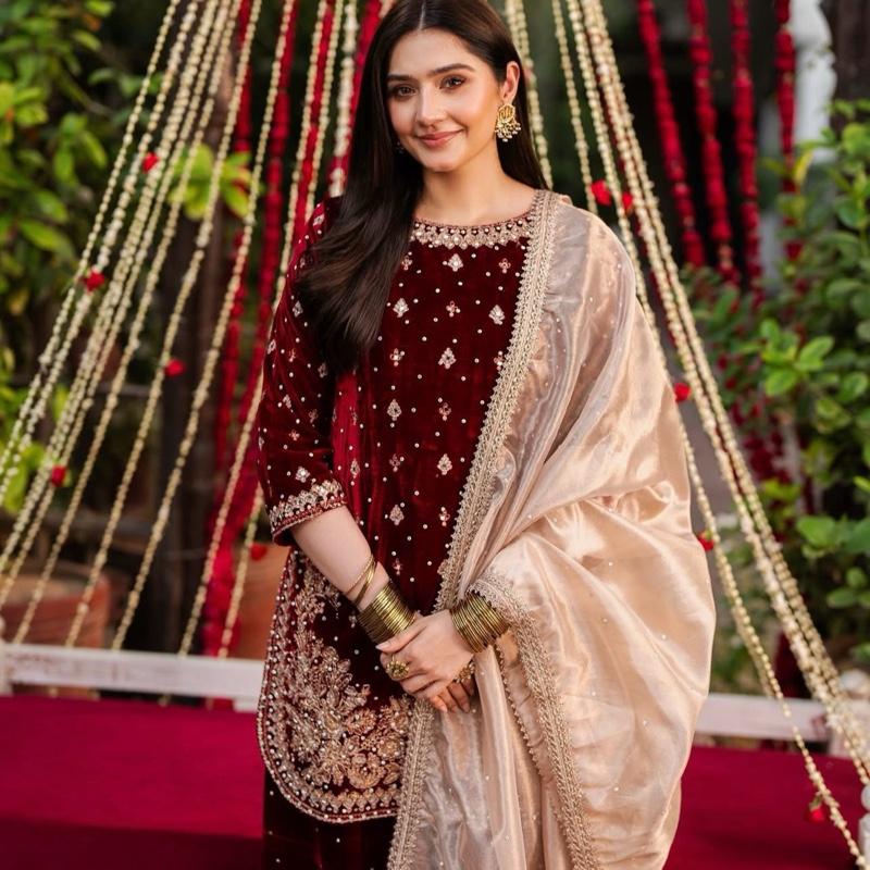LUHH | 3 piece Embroidered VELVET wedding suit