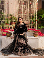 MEHVAR | 3 piece Heavy Embroidered velvet Farshi Gharara suit