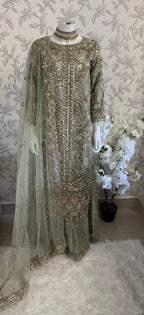 PEARLS | Luxury Hand Embellished Pakistani 3 piece sharara Suit