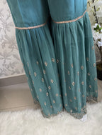 SAFFA | 3 piece Embroidered Chiffon Gharara Suit