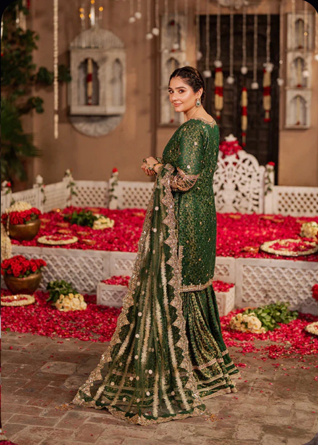 RANJHANA | 3 piece Luxury Embroidered wedding Gharara stitched suit