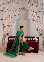 ALANI Emerald Green | 3 pieces heavy Embroidered chiffon suit