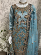 AMAIRA | 3 pieces heavy Embroidered shinny Masoori wedding Gharara Suit