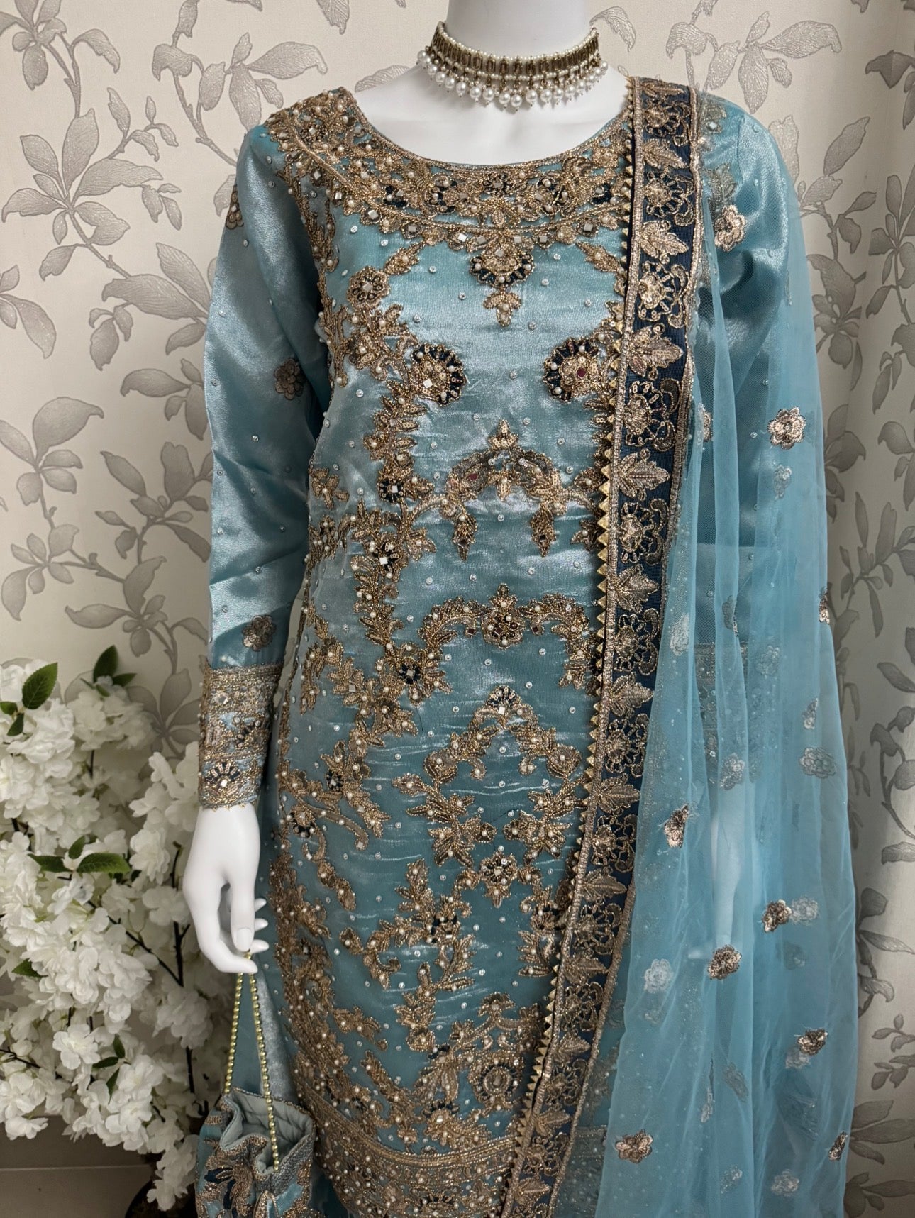 AMAIRA | 3 pieces heavy Embroidered shinny Masoori wedding Gharara Suit