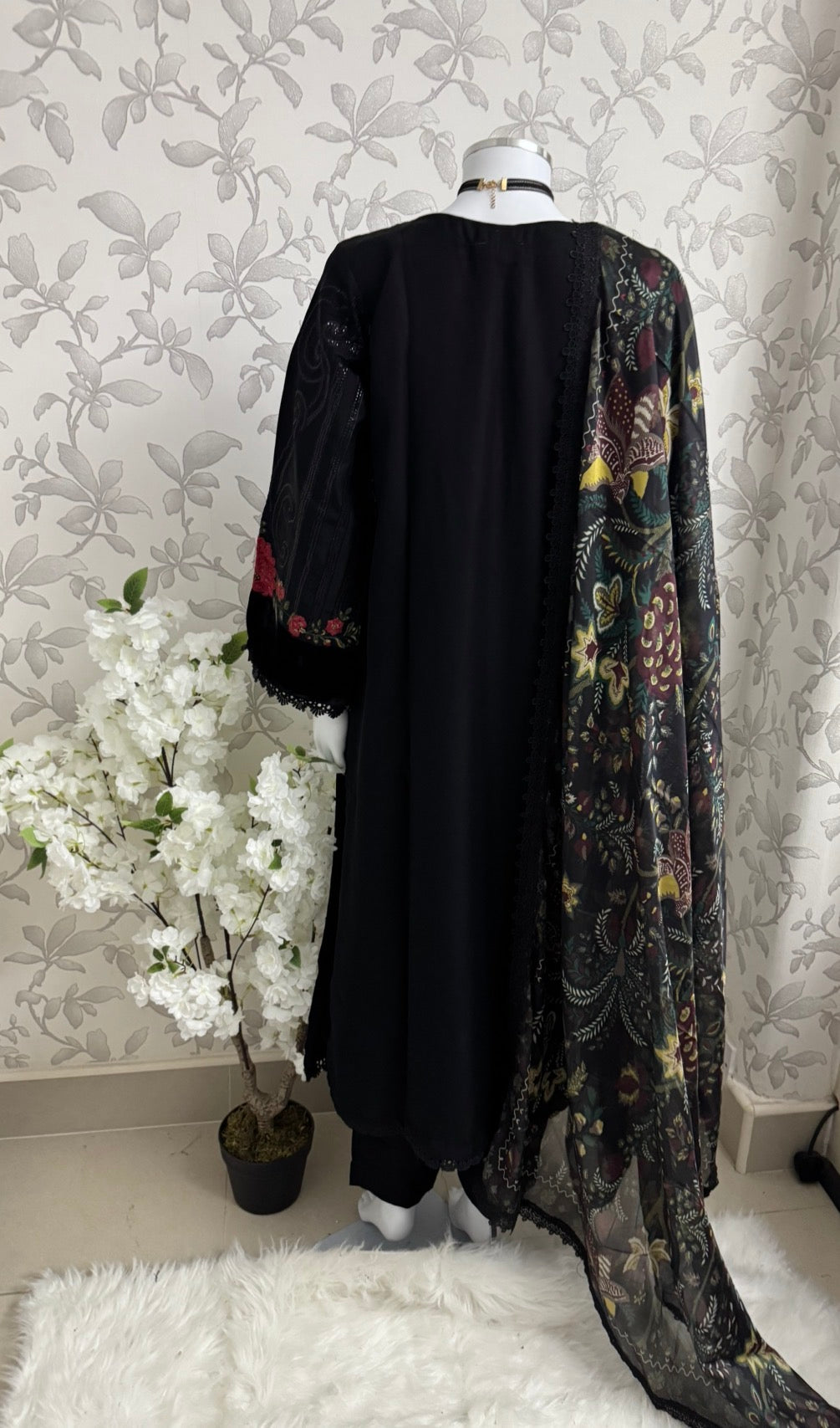 D9 MARIA.B Inspired Black Embroidered 3PC Suit