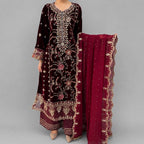 MAHRUKH | 3 piece Heavy Embroidered velvet wedding Suit