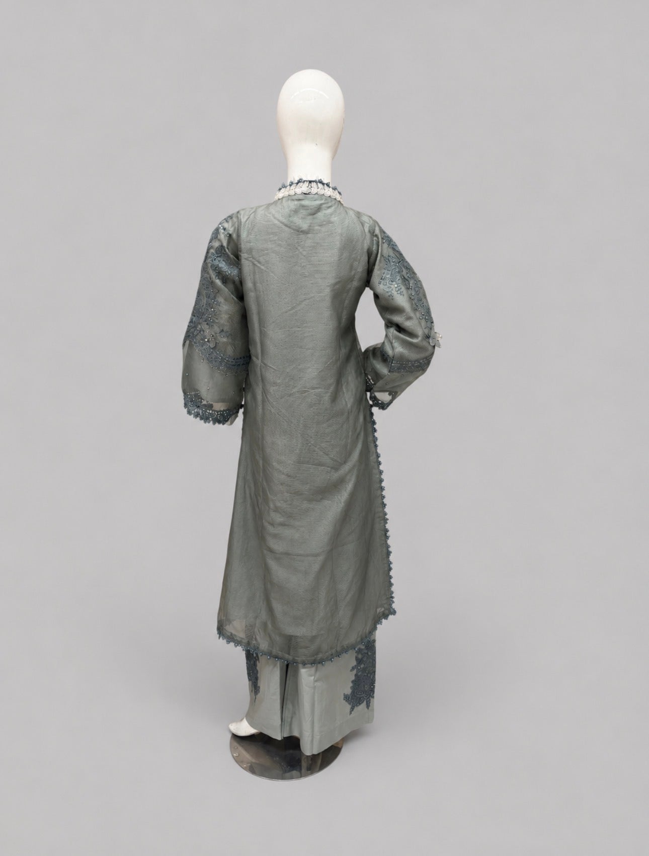 Sage Elegance | 3 piece Luxury Embroidered khaadi Net Suit
