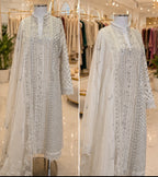 CHANDNI | 3 piece Embroidered soft organza sharara Suit