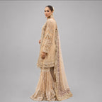 SHEHNAI | 3 pieces heavy Embroidered Net gharara suit