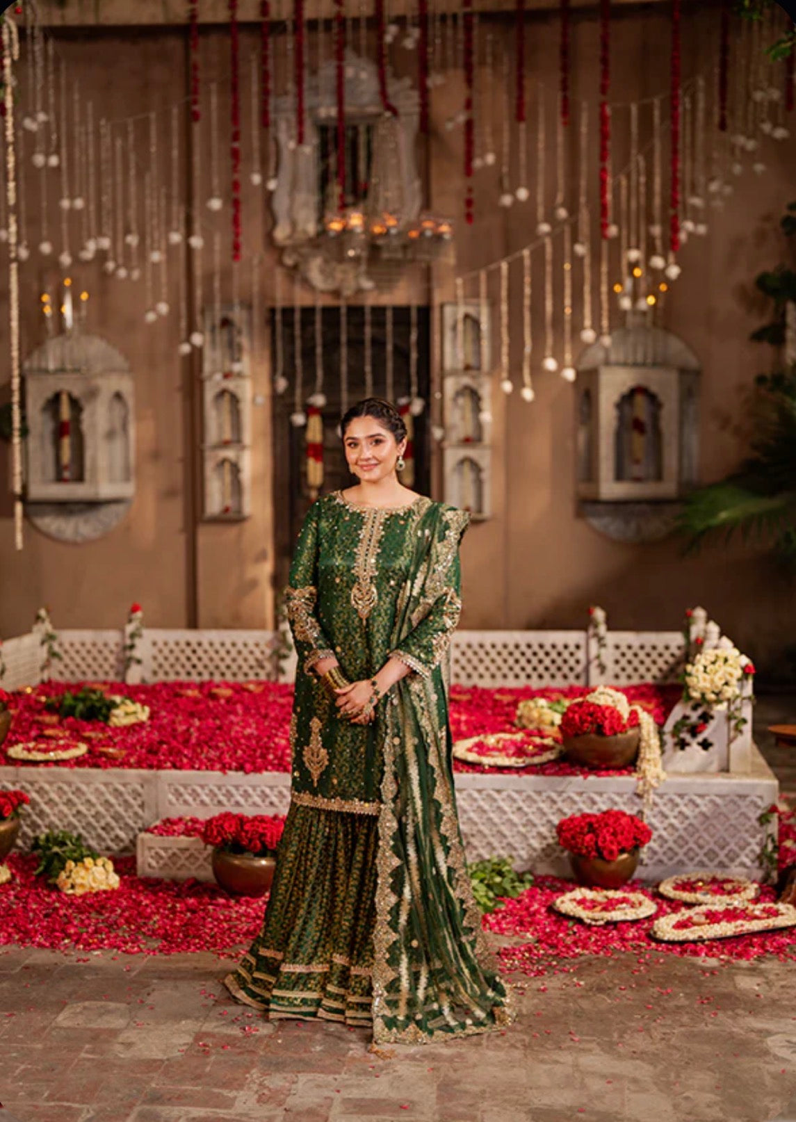 RANJHANA | 3 piece Luxury Embroidered wedding Gharara stitched suit