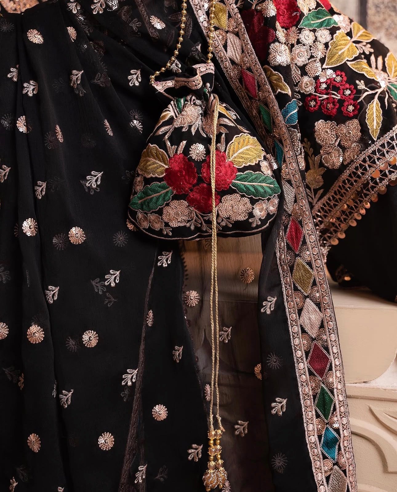 MAHNAZ | 4 piece Heavy Embroidered chiffon wedding suit