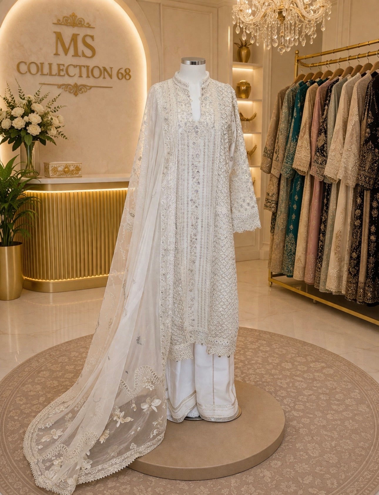 CHANDNI | 3 piece Embroidered soft organza sharara Suit