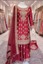 RANGOLI | 4 piece heavy Embroidered Silk wedding stitched Suit