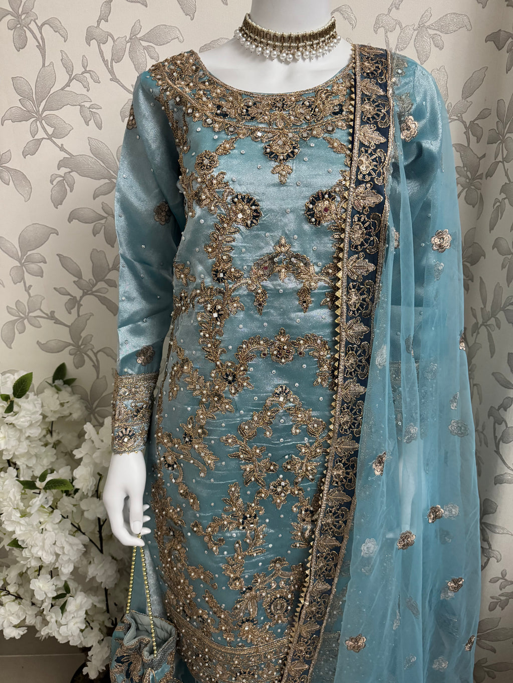 AMAIRA | 3 pieces heavy Embroidered shinny Masoori wedding Gharara Suit