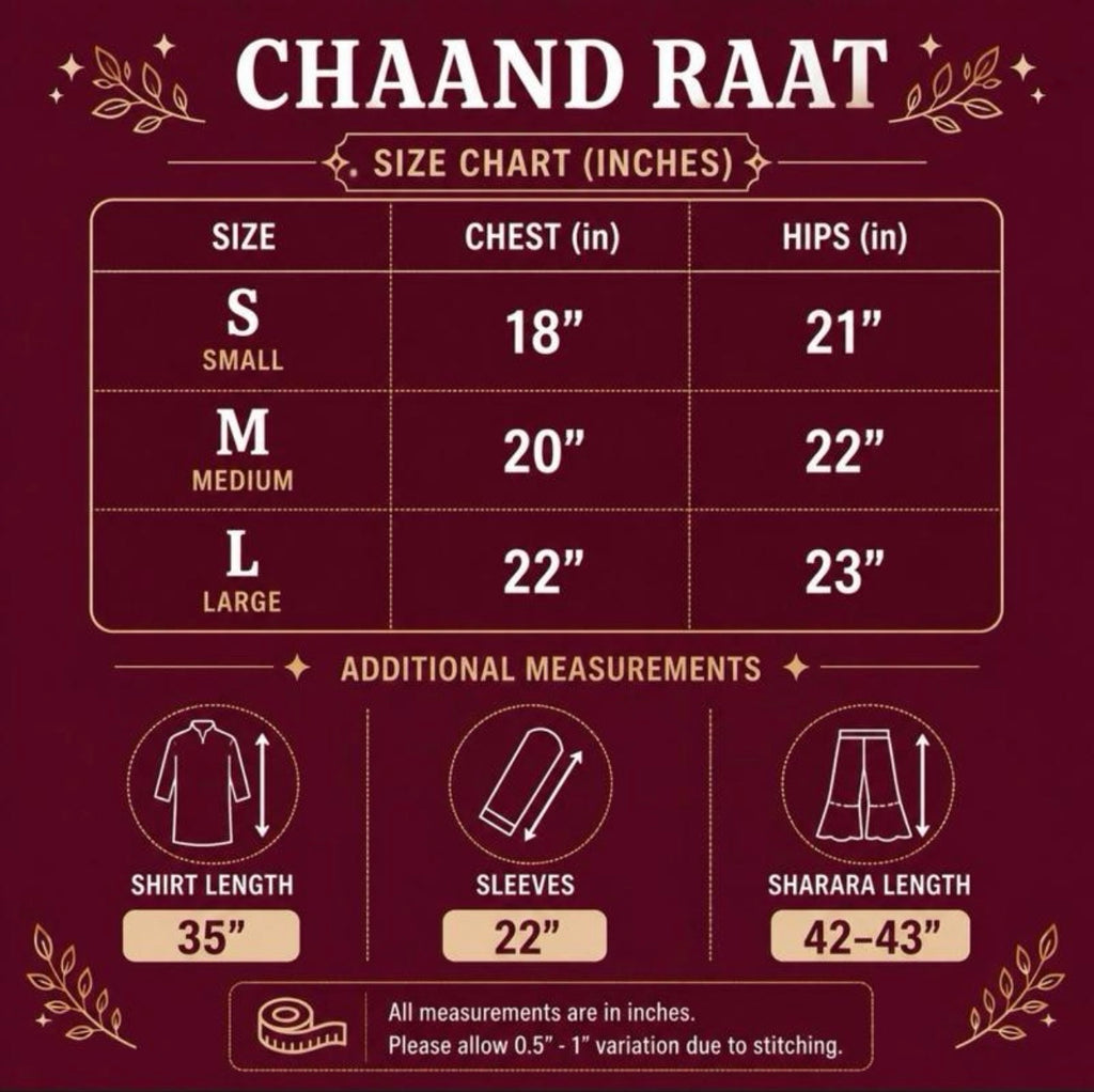 CHAAND RAAT | 3 piece Embroidered Raw Silk sharara Suit