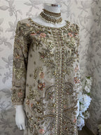 PEARLS | Pearl Champagne Hand Embellished Luxury 3 pcs Suit
