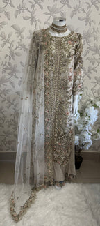 PEARLS | Pearl Champagne Hand Embellished Luxury 3 pcs Suit