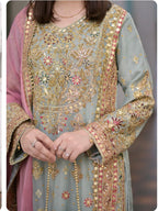SAHAR | 3 piece heavy Embroidered chiffon wedding suit