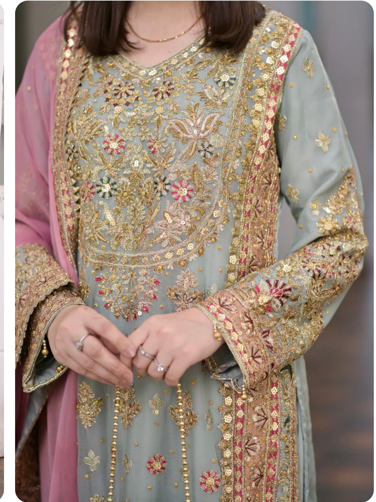 SAHAR | 3 piece heavy Embroidered chiffon wedding suit
