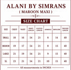 ALANI Royal Maroon | 3 pieces heavy embroidered chiffon Maxi Dress