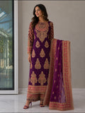 MAAHI | 3 piece Heavy Embroidered Silk wedding wear suit- DEEP PURPLE