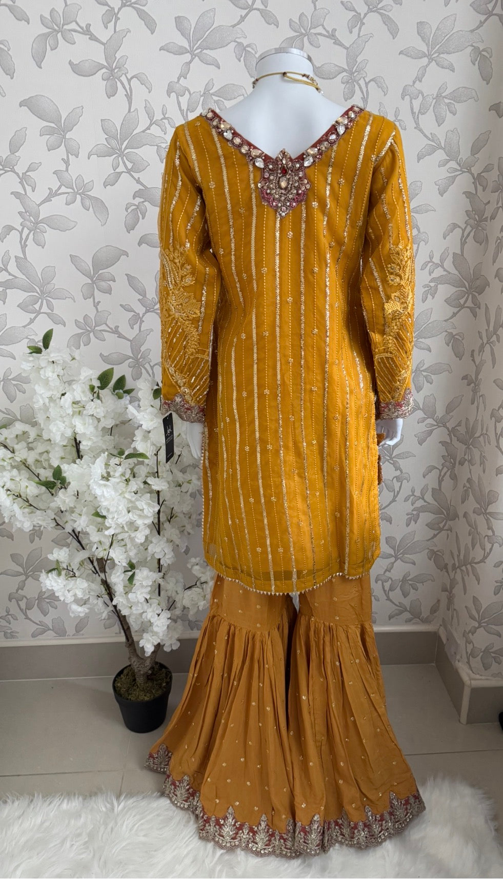 IMROZIAA | 3 piece Embroidered chiffon wedding Gharara Suit